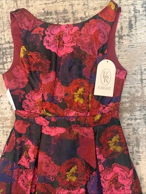 B. Bright Floral Fit & Flare Dress in Pink, Red & Black